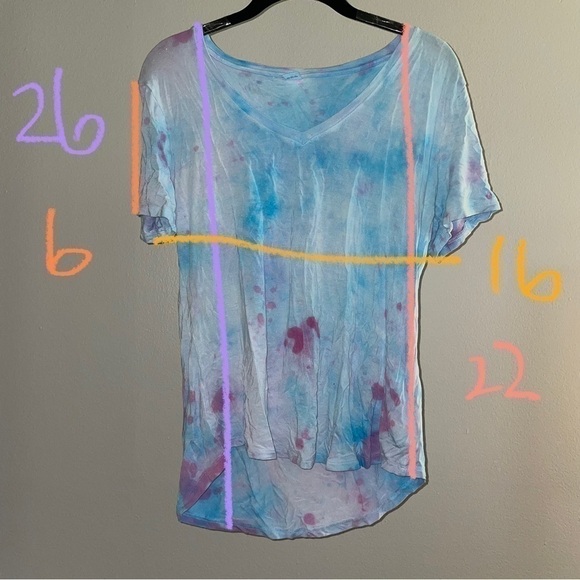 Old Navy Shirt V-Neck Tie Dye Super Soft Lux Short Sleeve Top Loose Fit Custom - Picture 6 of 6
